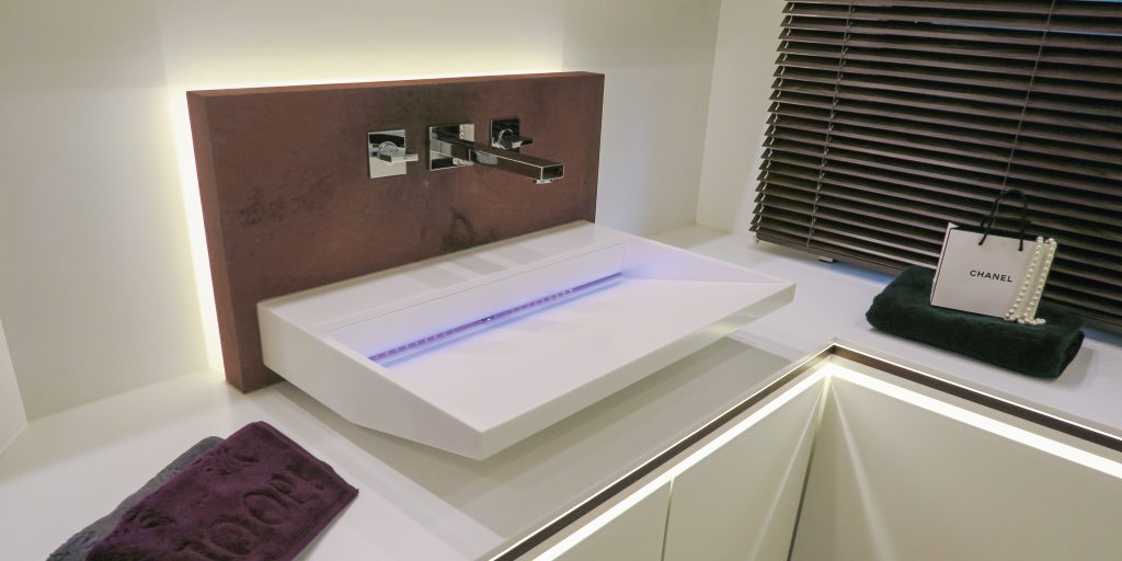 Rectangular design washbasin in mobile home