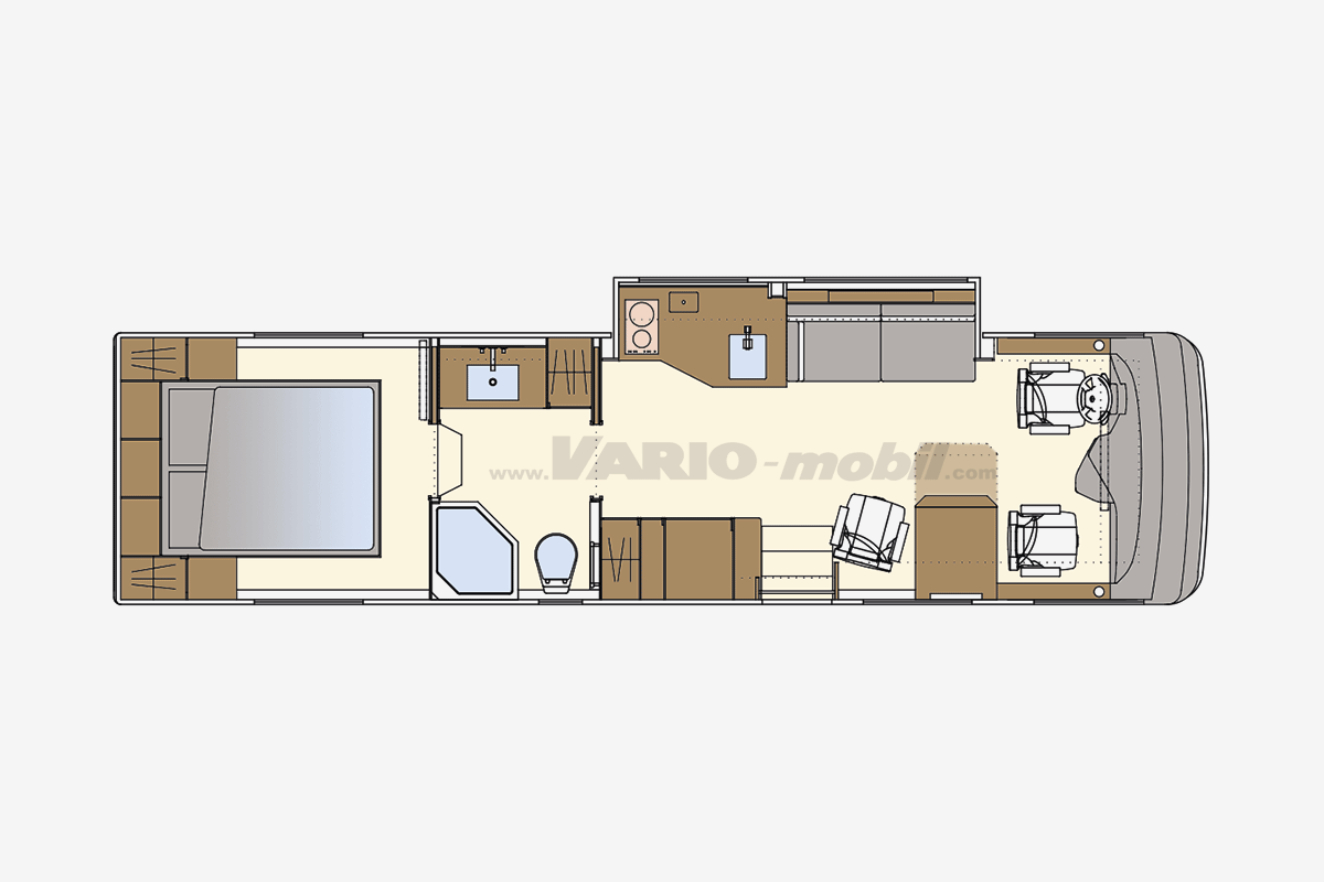 Motorhome floor plan VARIO-Perfect 1000 C | Slide Out | mi car garage and king-size bed