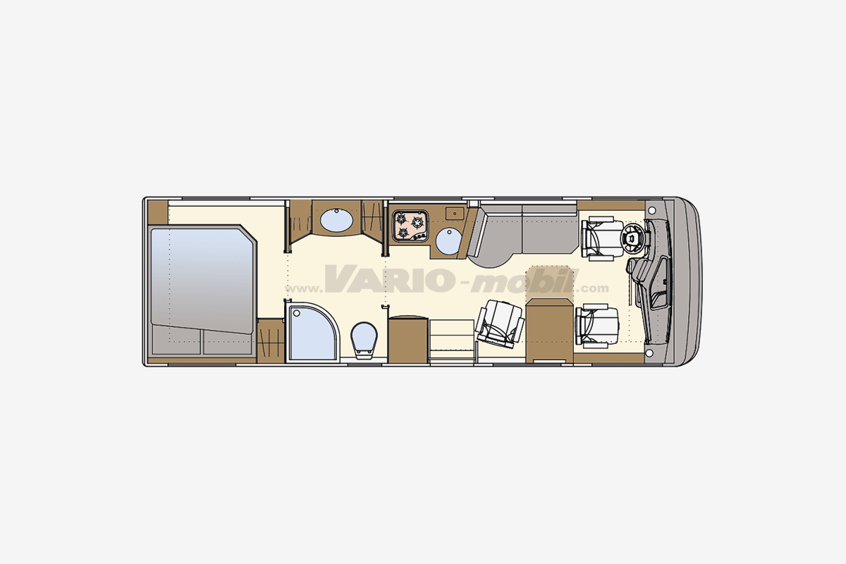 Motorhome Floor Plan | VARIO Perfect 800 A | Room Bath | Queen Bed