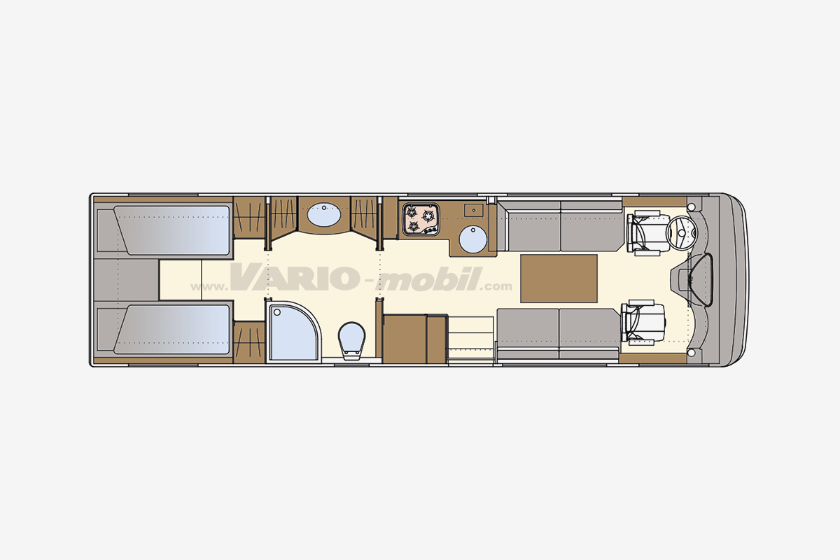 Motorhome floor plan VARIO Perfect 950 B | with single beds